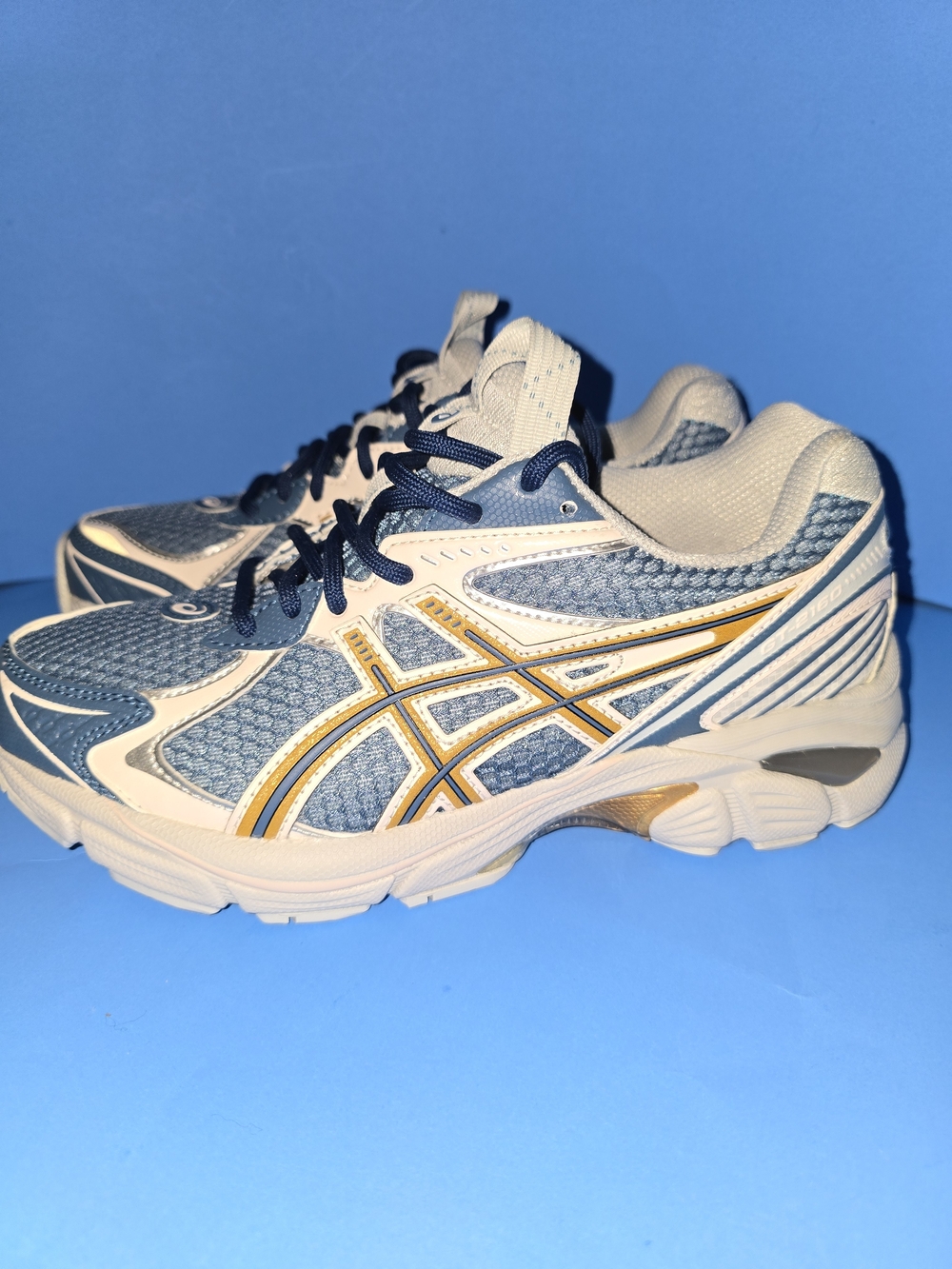 Asics Light Blue White Navy Athletic Running Shoes
